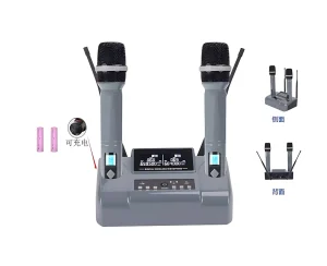 UHF 2T1 Wireless Microphone - Handheld - Wireless Charging