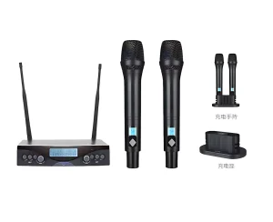 UHF 2T1 Wireless Microphone - Handheld - Wireless Charging