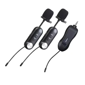 UHF 2T1 miniature wireless microphone lapel type black instrument mic