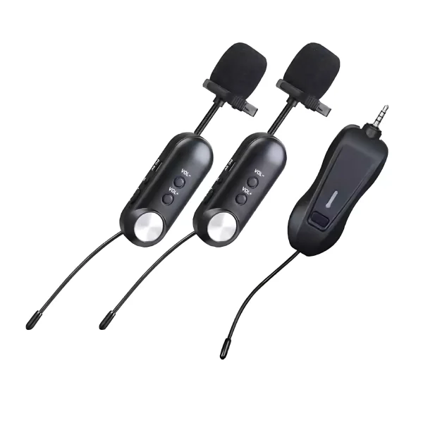 UHF 2T1 miniature wireless microphone lapel type black instrument mic