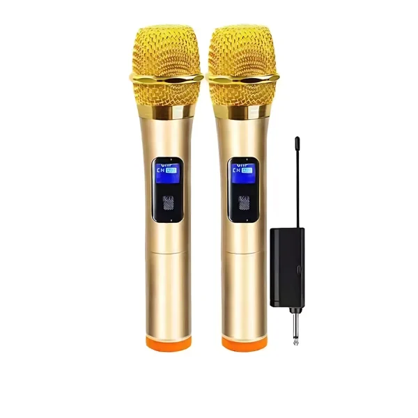 VHF  2T1 micro receiver wireless microphone handheld gold